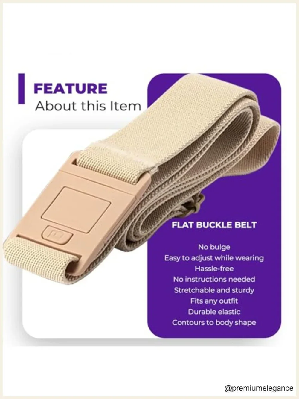 No Show Flat Buckle Stretch Belt for Jeans and Pants